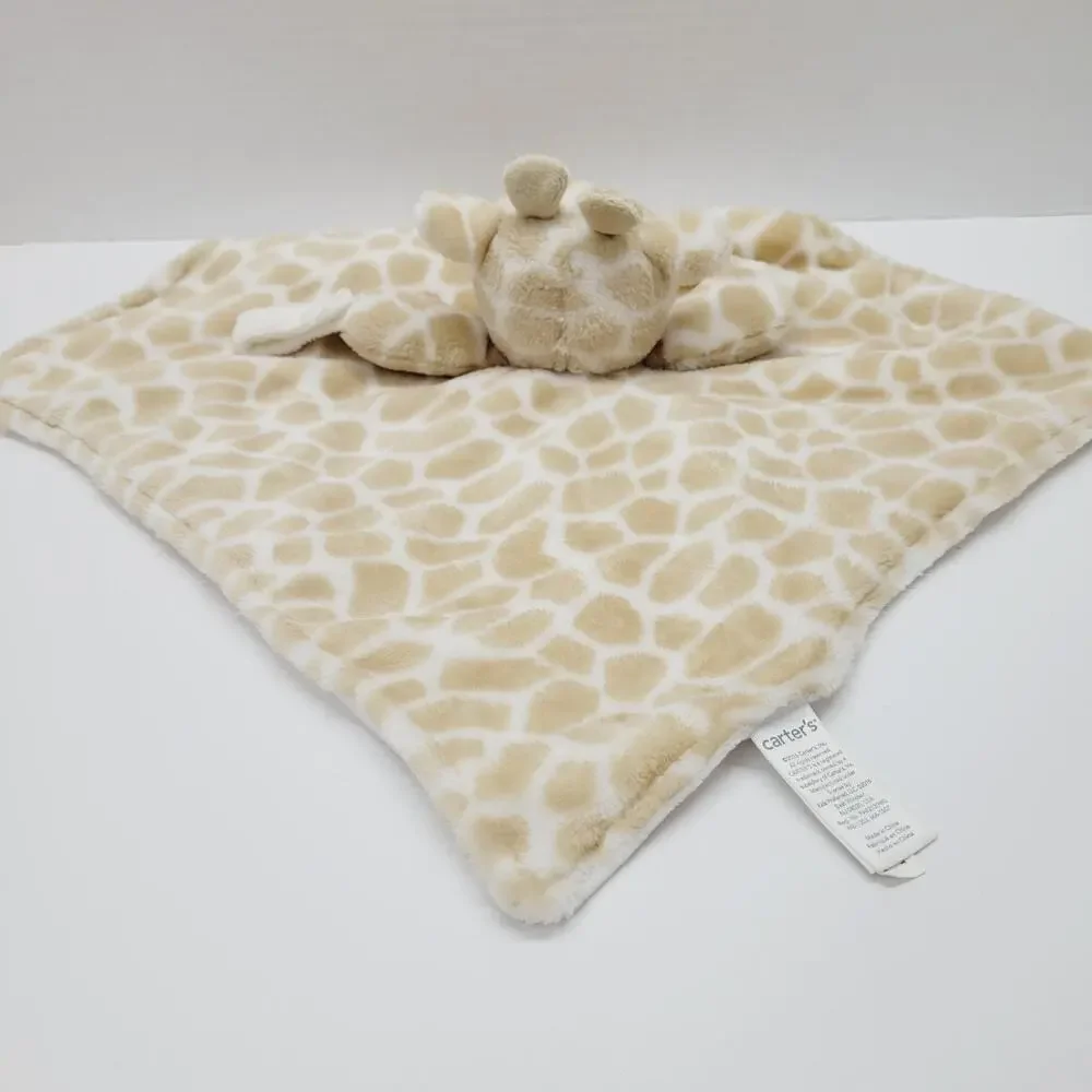 Carters Giraffe Plush Lovey Security Blanket Tan White Pacifier Loop 2016